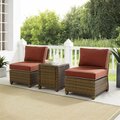 Curtilage 32.5 x 25 x 31.5 in. Outdoor Wicker Chair Set w/Side Table, 2 Armless Chairs, Sangria, Brown-3 Pc. CU3045616
